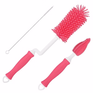 3 Pcs Premium Silicone Baby Bottle Brush 360° Rotating